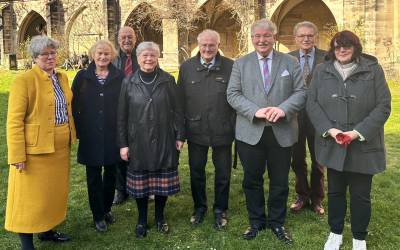 Neuwahl des EAK-Landesvorstandes am 2.3.2024, vlnr. Anne-Marie Keding MdL, Christina Schneppe, Bernhard Ritter, Gisela Schtze-Freyhsleben, Prof. Dr. Wolfgang Merbach, Stephen Gerhard Stehli MdL, 
 Jrgen Scharf, Heike Wiener